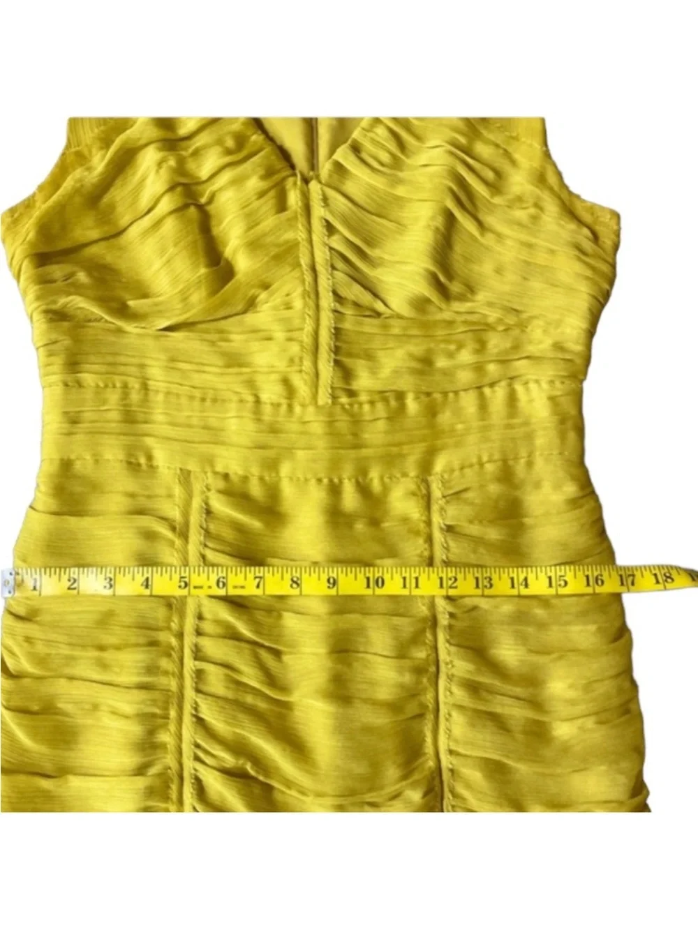 Banana Republic Mustard Ruched V-Neck Knee Length Dress